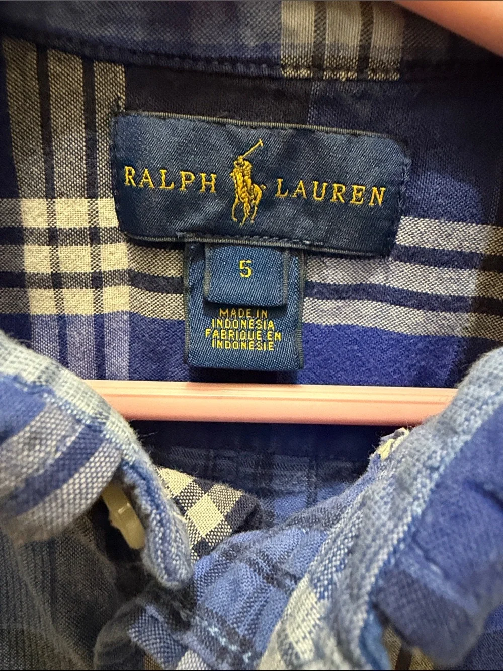 Ralph Lauren Blue Navy and White Plaid Button-Down Shirt